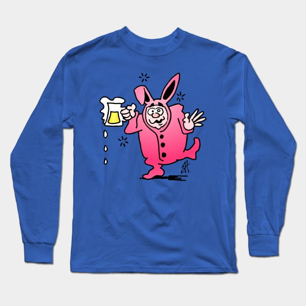 Drunk in a pink bunny suit Long Sleeve T-Shirt by Cardvibes